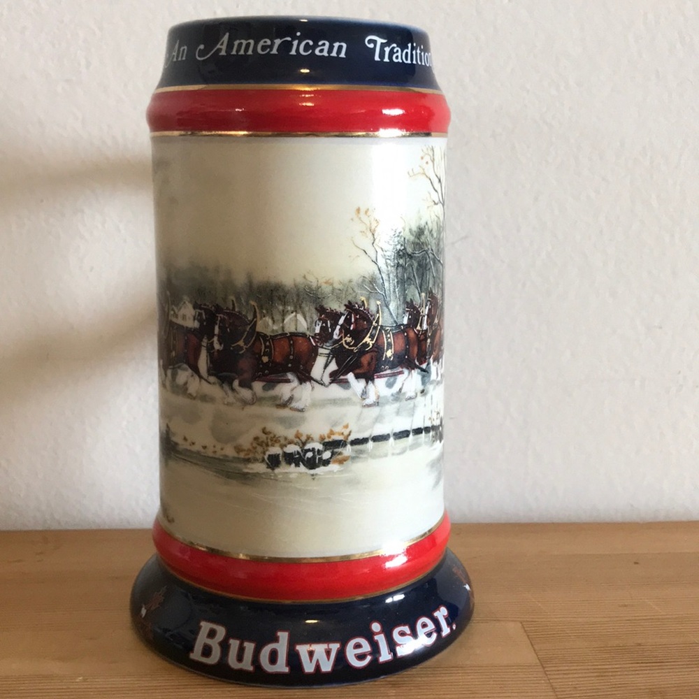 Budweiser Collector Holiday Beer Stein, 1990